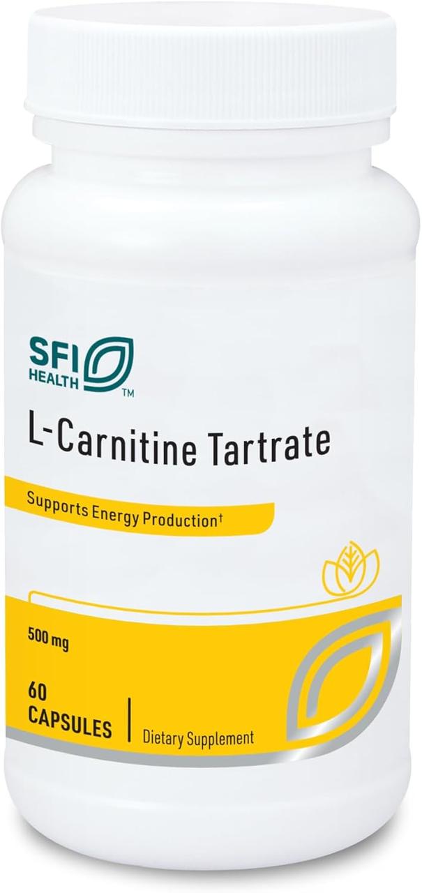 Klaire labs / SFI Health L-Carnitine Tartrate / L-карнітин тартрат підтримка вироблення енергії 60 капсул BX640, фото 1