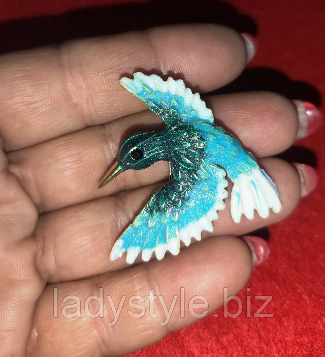 брошка цветок ягоді птица колибри