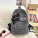 Вельветовый рюкзак серый с бантиками женский стильный для подростков красивый модный Rentegner (AV340\2) - фото 1 - id-p2457232211
