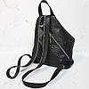Рюкзак жіночий "Паріс" натуральна шкіра, чорний з тисненням під крокодила, фото 5