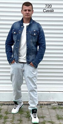 Чоловічі демісезонна джинсова синя куртка джинсовка стрейч 42, 48(С, ХЛ)рр - фото 1 - id-p2457268935