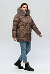 Жіночий пуховик шоколадного кольору від виробника, фото 2