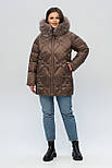 Жіночий пуховик шоколадного кольору від виробника, фото 4