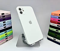 Чохол на айфон 11 Квадратні бортики Silicone case iPhone 11 full camera square cover Силіконовий Білий / white