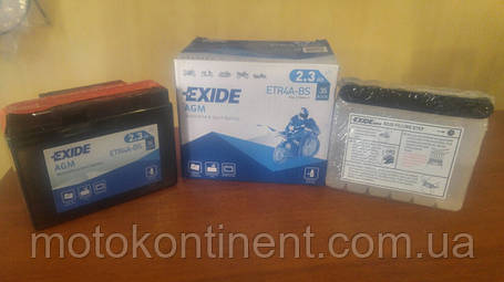 Акумулятор для мотоцикла гелевий EXIDE YTR4A-BS 2.3 Ah 85x48x113, фото 1