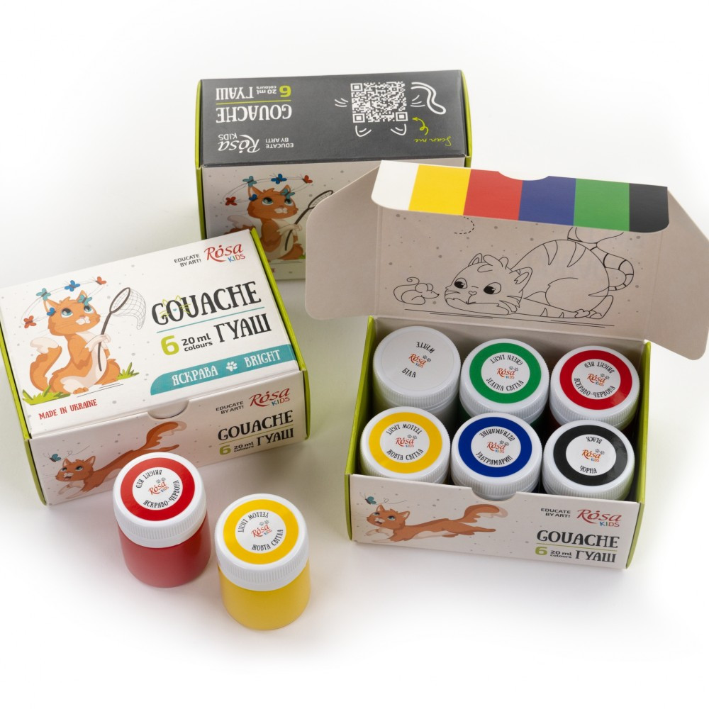 Набір гуашевих фарб Cats 20 мл ROSA Kids, фото 1