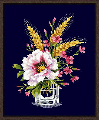 Набір для вишивання БЕЗ нанесеної на канву схеми "Flower and wheat". AIDA 14CT , 25*29 см.