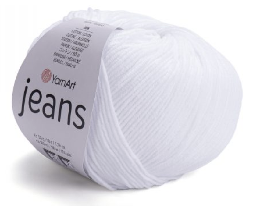 Пряжа Jeans 62 білосніжний, фото 1