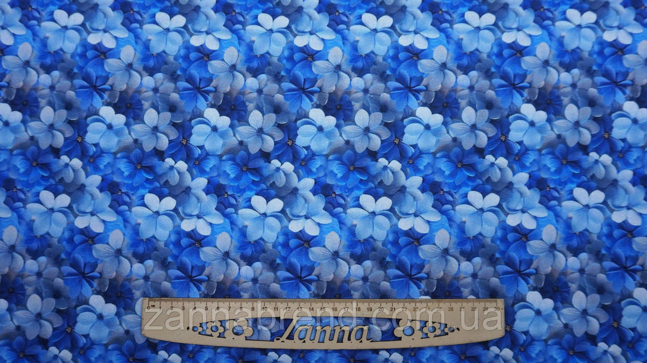 Трьохнитка з начосом (на флісі) колір блакитний "Квіткове небо" (Туреччина), фото 1