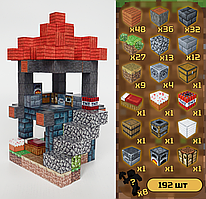 Магнітний конструктор Minecraft Майнкрафт Аванпост 192 шт +8 випадкових фігурок