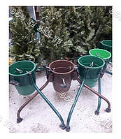 Тренога-підставка для Новорічної ялинки металева з пластиковим відром, розкладна (коричнева)