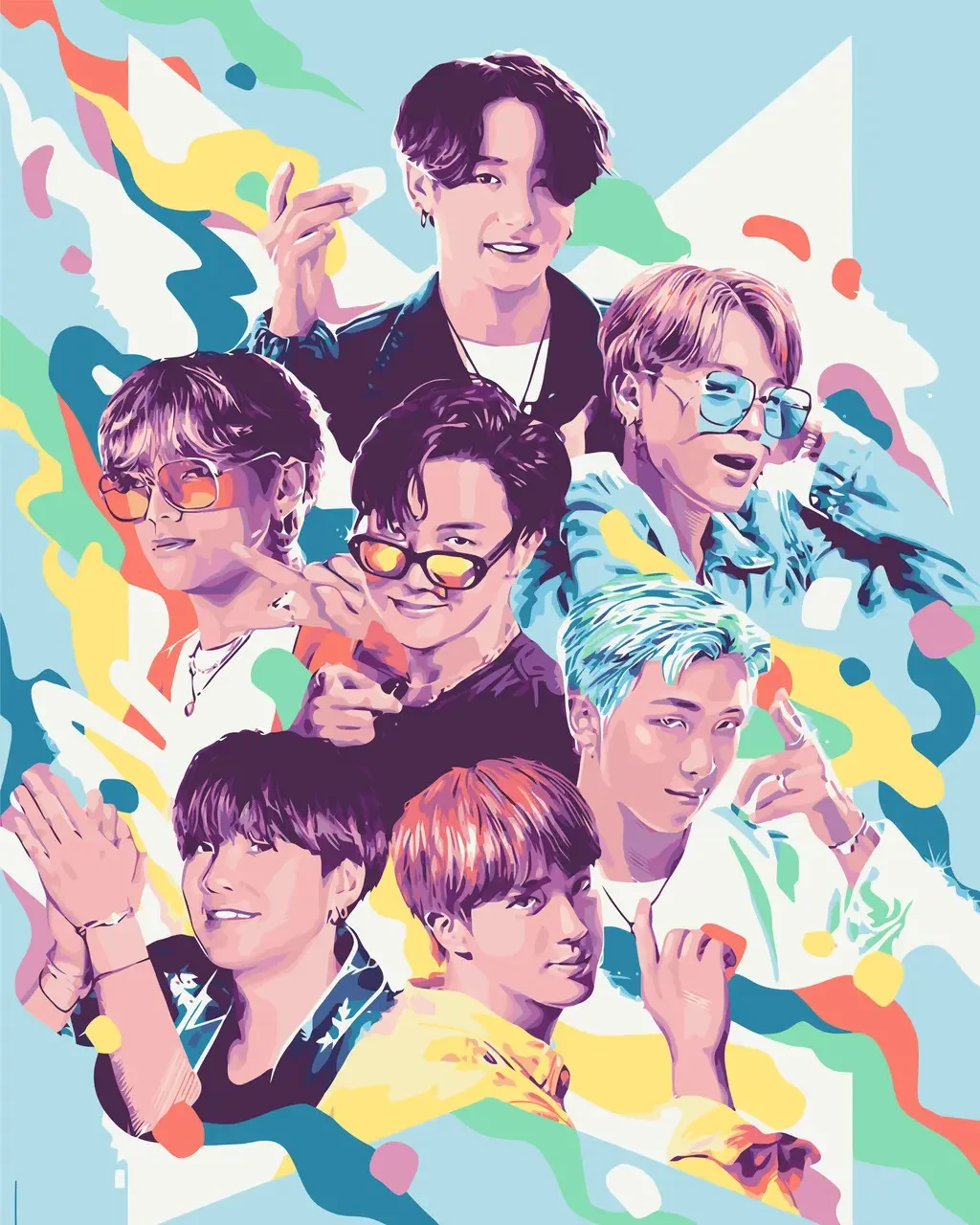 Картина за номерами 40х50 см  K-Pop, BTS (БТС) Орігамі LW3288