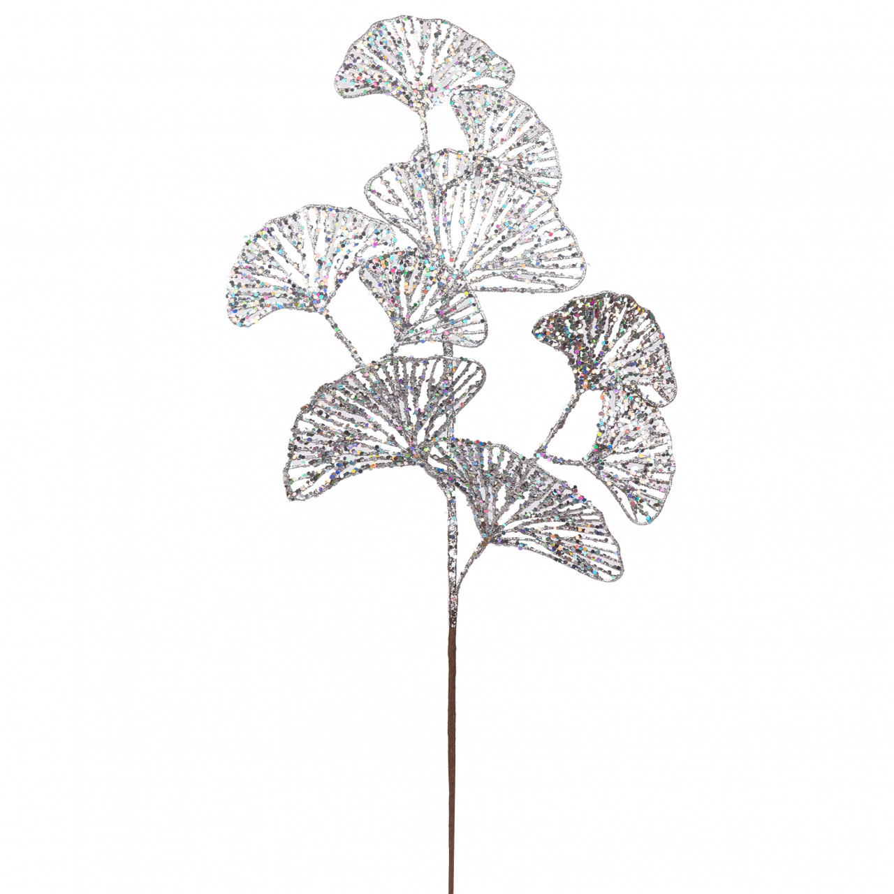 Гілка декоративна ("Лист Гінкго", срібло, гліттер, 62см) Yes! Fun