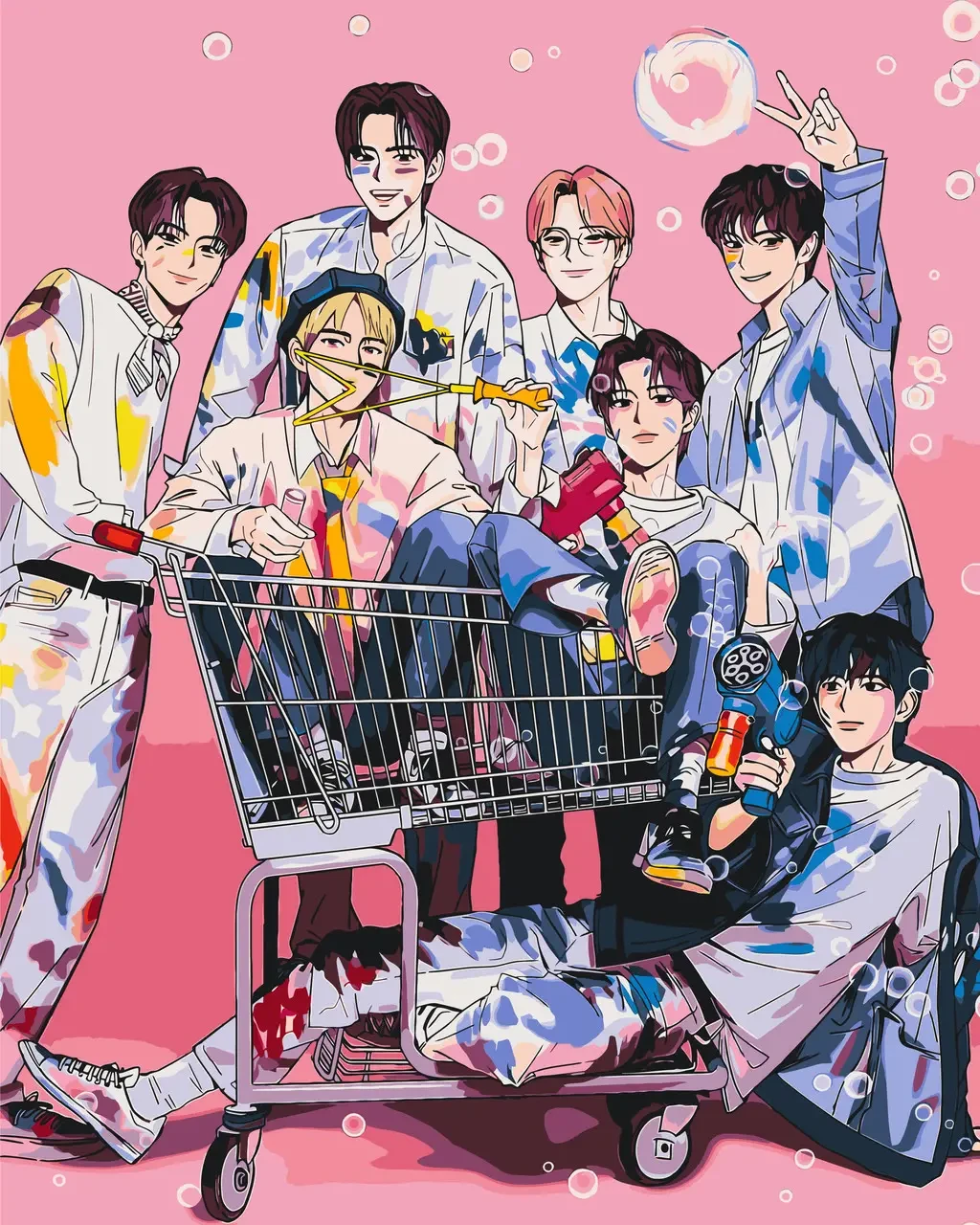 Картина за номерами 40х50 см K-Pop Enhypenу (Енхайпен) Орігамі LW3292