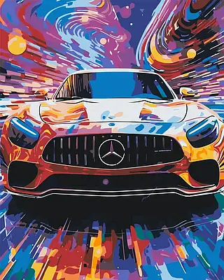 Картина за номерами 40х50 см Авто. Мерседес арт Орігамі LW3313