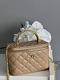 Сумка жіноча клатч Chanel класична Lambskin бежевий Шанель, фото 3