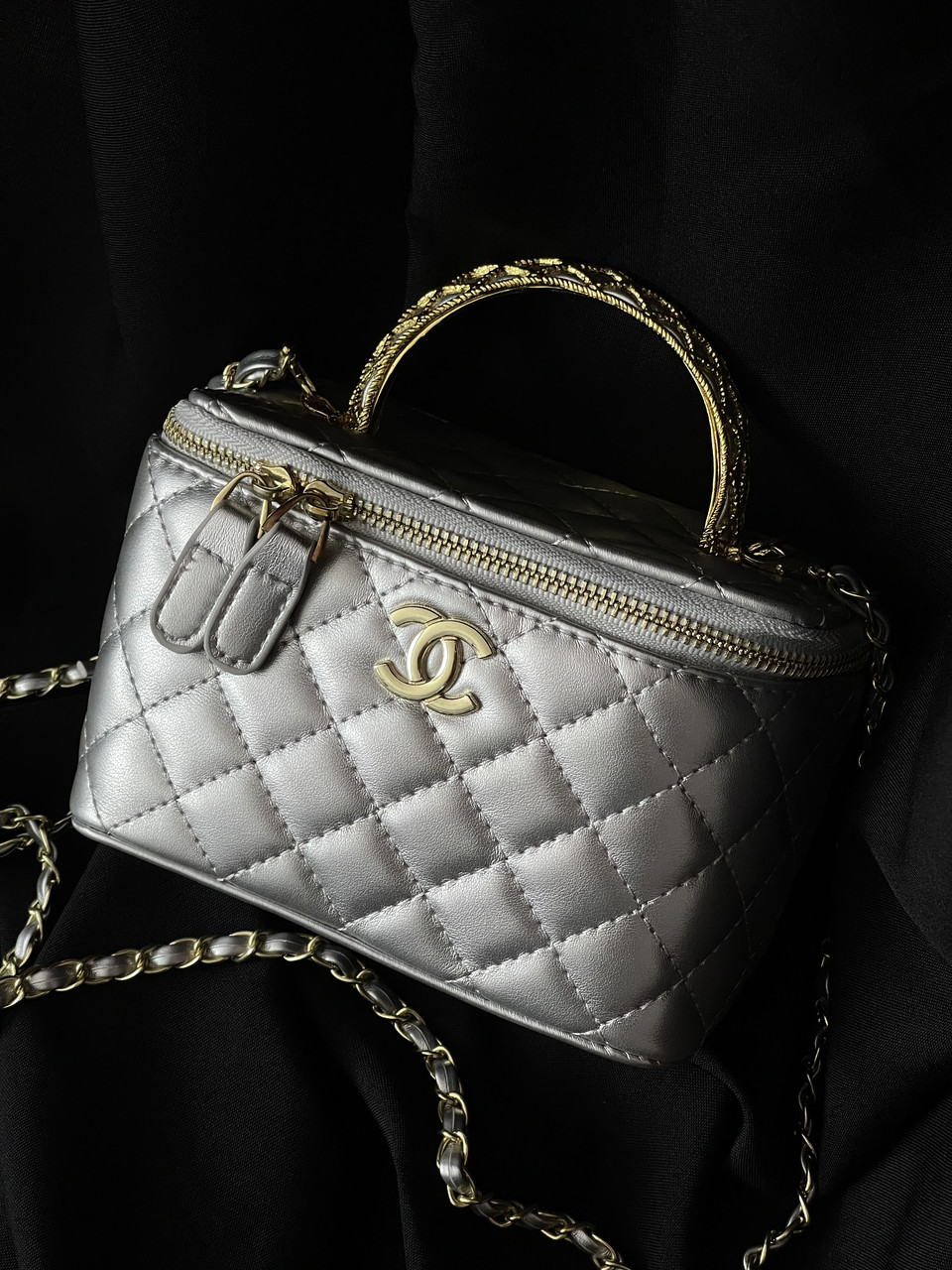 Сумка жіноча клатч Chanel класична Lambskin срібло Шанель, фото 1