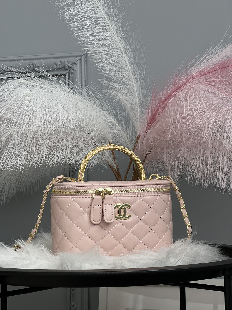 Сумка жіноча клатч Chanel класична Lambskin рожевий Шанель