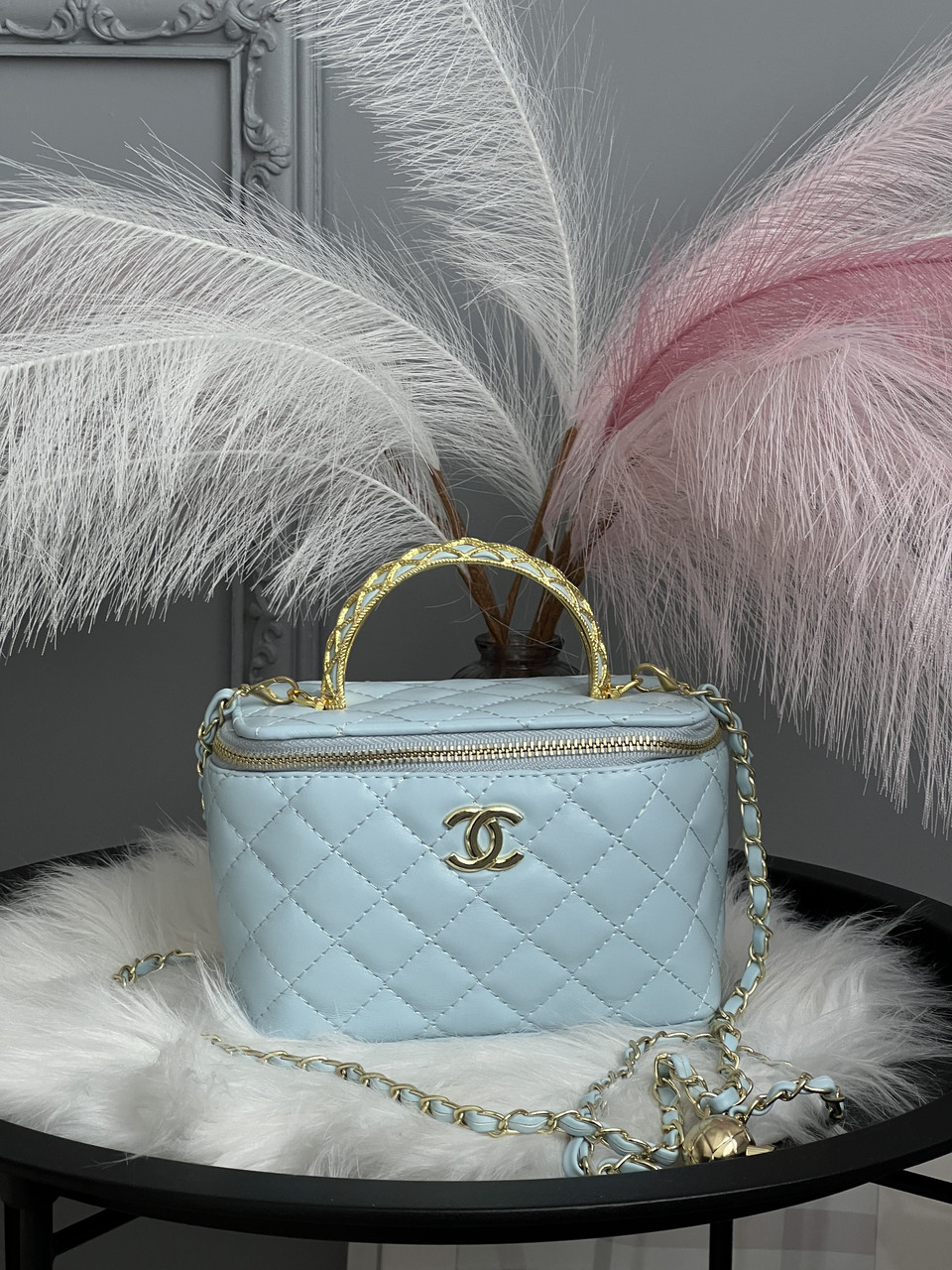 Сумка жіноча клатч Chanel класична Lambskin блакитний Шанель, фото 1