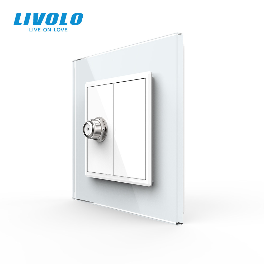 Розетка супутникова SAT Livolo білий скло (VL-C7FCSL-1WP), фото 1