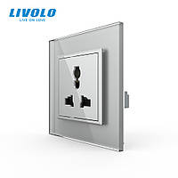 Розетка універсальна 12 стандартів в 1 Livolo сірий скло (VL-C7C1C-15)