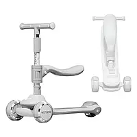 Дитячий триколісний самокат Wuyang, Трансформер самокат із світними колесами та Bluetooth-колонкою UKR