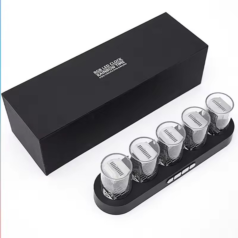 Цифровий ламповий годинник RGB Nixie black