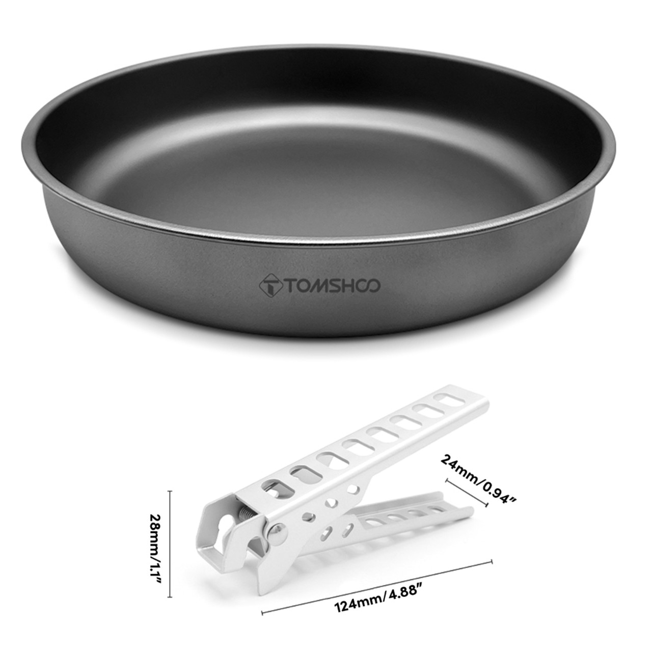 Тарілка титанова великого розміру Tomshoo 1500 мл + ручка-тримач з алюмінію, фото 1