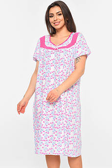 Нічна сорочка жіноча напівбатальна білого кольору з квітковим принтом р.50-52 195954M