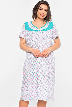 Нічна сорочка жіноча напівбатальна білого кольору з квітковим принтом р.50-52 195955M