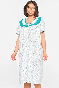 Нічна сорочка жіноча напівбатальна білого кольору з квітковим принтом р.52-54 195956M