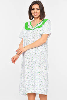 Нічна сорочка жіноча напівбатальна білого кольору з квітковим принтом р.52-54 195960M