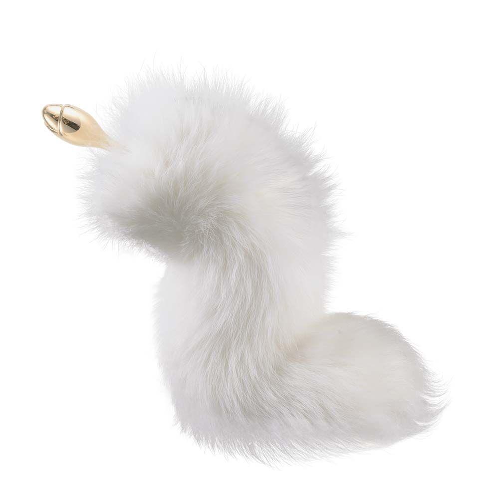 Металева анальна пробка Лисячий хвіст LOCKINK SEVANDA White Fox-Tail Anal Rose-shape Plug, фото 1