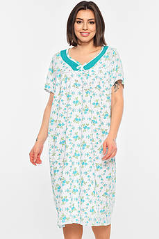 Нічна сорочка жіноча напівбатальна білого кольору з квітковим принтом р.54-56 195971M