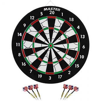Дартс 2в1 двосторонній 45 см + 6 дротиків MASTER