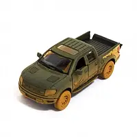 Модель автомобіля Kinsmart Ford F-150 SVT Raptor-Supercrew Muddy KT5365WY Green інерційна