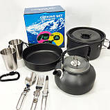 Похідний набір посуду, Туристичний посуд з нержавіючої сталі, Функціональний туристичний посуд, фото 7