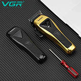 Машинка для стрижки VGR V-015 акумуляторна бездротова професійна 6 насадок, фото 2