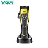Машинка для стрижки VGR V-015 акумуляторна бездротова професійна 6 насадок, фото 4