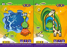 Папір кольоровий, А4, 14 аркушів, 7 кольорів, KIDS Line ціна за 5 шт. //