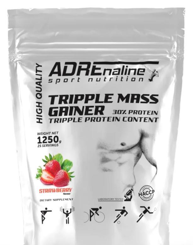 Гейнер ADRENALINE Triple Mass Gainer 1250 грам Смак: Полуниця