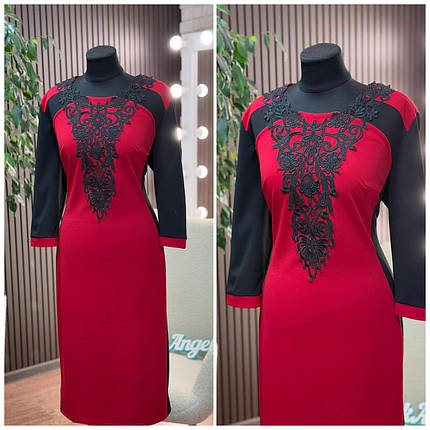 Елегантна жіноча сукня, тканина "Креп-Дайвінг" 56, 58, 60, 62 розмір 56, фото 2