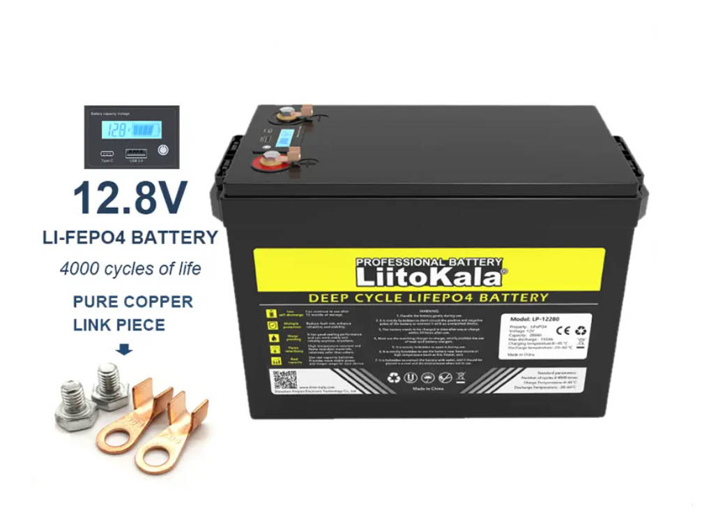 Акумулятор LiitoKala 12v280a LiFePO4 (LCD екран + зарядне), фото 1