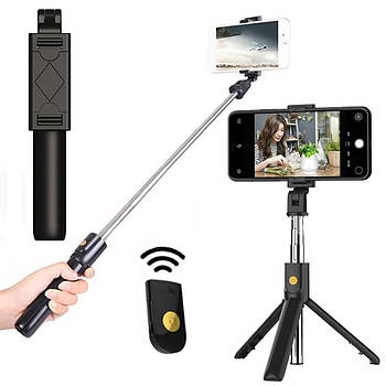 Монопод-трипод для селфі 70см, Bluetooth, пульт, K07 / Штатив для зйомки відео / Селфі-палка для телефону