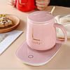 Керамічна чашка Lucky з підставкою і підігрівом от 220в 350 мл, Рожева, фото 3