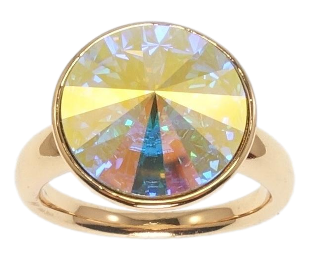 Каблучка Xuping колір 18K з кр-ми Swarovski "Кристал АВ ø 15мм" р.16.5,17,18,18.5,19.5,20.5