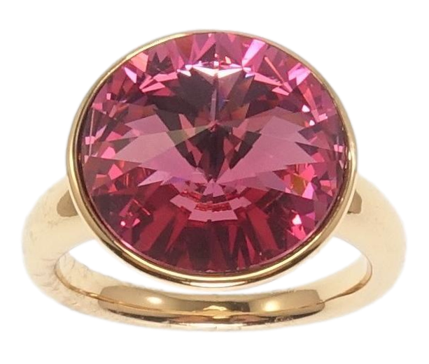 Каблучка Xuping колір 18K з кр-ми Swarovski "Кристал Rose ø 15мм" р.16.5