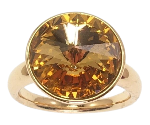 Каблучка Xuping колір 18K з кр-ми Swarovski "Кристал Topaz ø 15мм" р.16.5,17,18.5