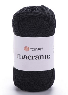 Пряжа Macrame Yarnart(2мм)-148 чорний, фото 1