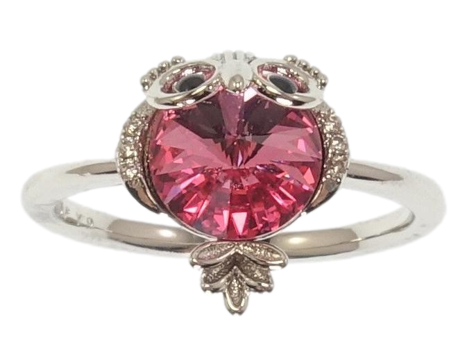 Каблучка Xuping колір Родій із кристалами Swarovski "Сова з кристалом Rose" р.19.5